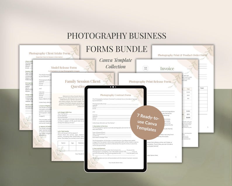 Formularpaket für Fotografie — Produktvorschau