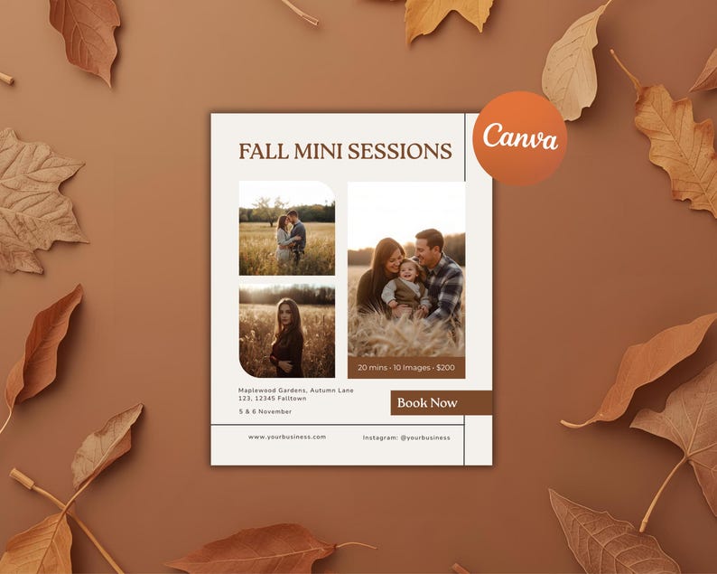 Moderner Flyer für Herbst-Mini-Shootings — Produktvorschau