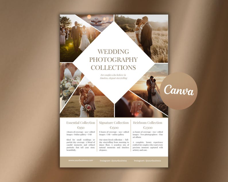 Einseitiger Hochzeitsfotografie-Preisguide — Produktvorschau