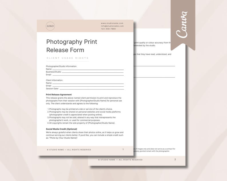 Vereinbarung für Fotodruckrechte — Produktvorschau