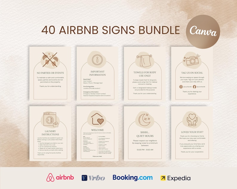 Airbnb-Schilderpaket für Gäste — Produktvorschau