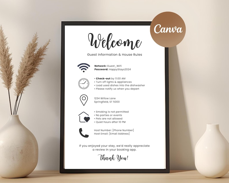 Airbnb-Willkommens- & WLAN-Schild — Produktvorschau