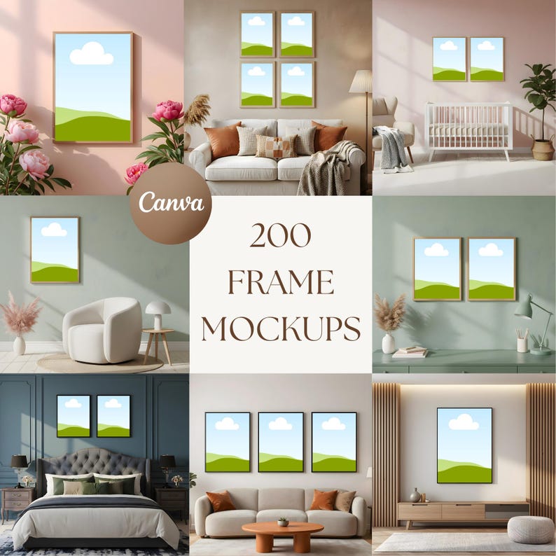 200 Rahmen-Mockups für Wandbilder — Produktvorschau