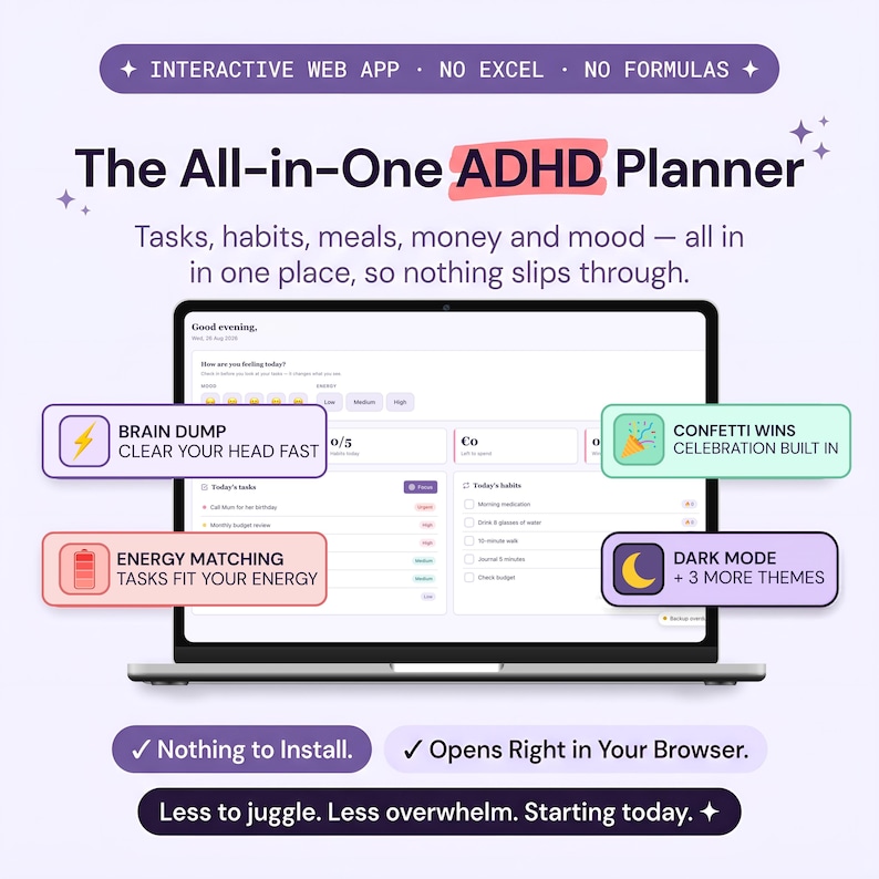 ADHS-Alltagsplaner-App — Produktvorschau