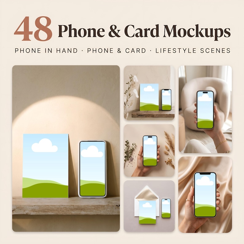 Handy-in-Hand- & Einladungs-Mockups — Produktvorschau